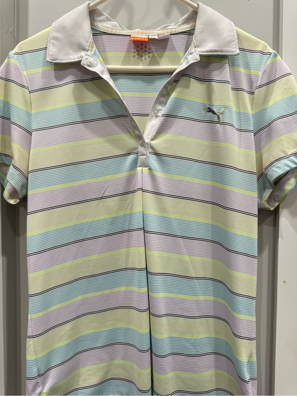 Puma Pastel Striped Polo Dress in Yellow, Blue & Purple